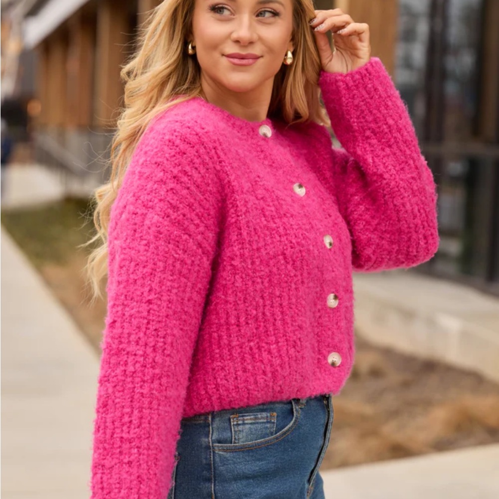 Pink Lily Fuchsia Teddy Jacket LIKE NEW - Picture 2 of 7